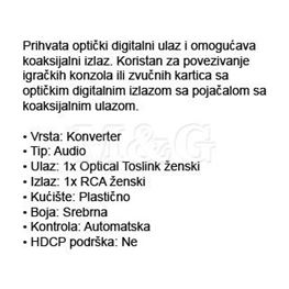 Slika za ADAPTER-KONVERTOR OPTIČKI > COAX