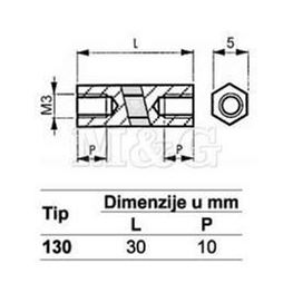 Slika za ODSTOJNIK Tip 1  M3x30 MM