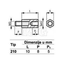 Picture of ODSTOJNIK Tip 2  M3x10 MM