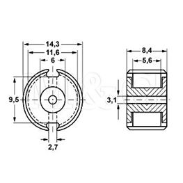 Slika za FERITNO JEZGRO P14/8-3F3