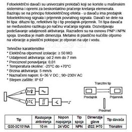 Slika za FOTOELEKTRIČNI PREKIDAČ G30-3C101NA