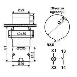 Slika za KOMANDNI TASTER BW3371 ZELENI 24V