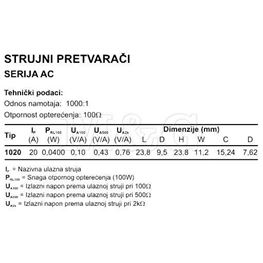 Slika za STRUJNI TRANSFORMATOR AC1020 20A