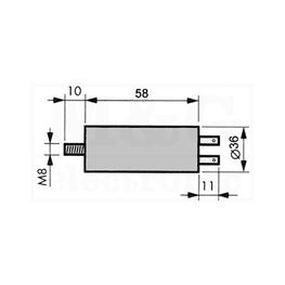 Slika za KONDENZATOR ZA RAD MOTORA 10µF 450V