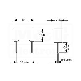 Picture of KONDENZATOR MKT Film KEMET R60 100nF 630V