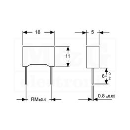 Slika za KONDENZATOR MKT Film KEMET R60 1µF 100V