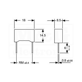 Slika za KONDENZATOR MKT Film KEMET R60 1µF 250V