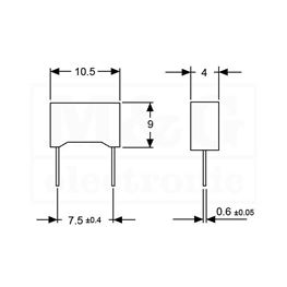 Slika za KONDENZATOR MKP Film KEMET R75 1,0nF 1000V