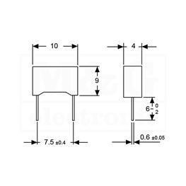 Slika za KONDENZATOR MKT Film KEMET R66 1,0µF 63V