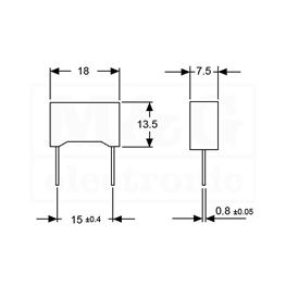 Picture of KONDENZATOR MKP Film KEMET R75 220nF 400V