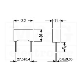 Slika za KONDENZATOR RSO MKP Film KEMET R46 X2 1,0µF