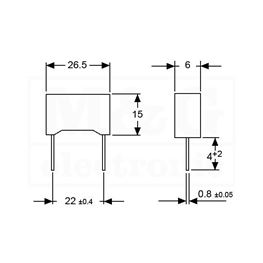 Picture of KONDENZATOR RSO MKP Film KEMET R46 X2 220nF