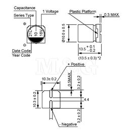 Slika za KONDENZATOR SMD EL.105°C 220µF 50V