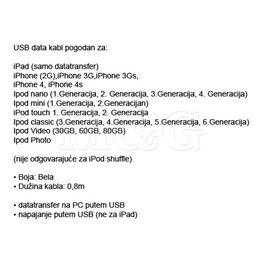 Slika za DATA KABL APPLE iPOD / iPHONE BELI