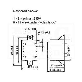 Slika za TRAFO PRINT HAHN 220V 10VA 1x15V