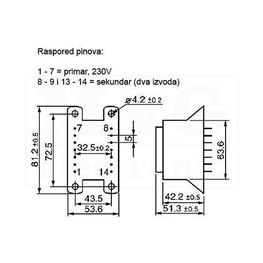 Slika za TRAFO PRINT HAHN 220V 20VA 2x15V