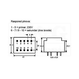 Slika za TRAFO PRINT HAHN 220V 4,5VA 2x12V
