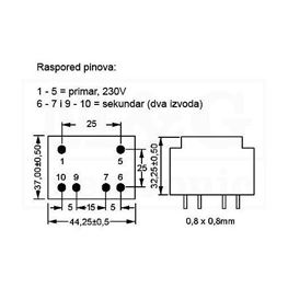 Picture of TRAFO PRINT MYRRA 220V 5VA 2x12V