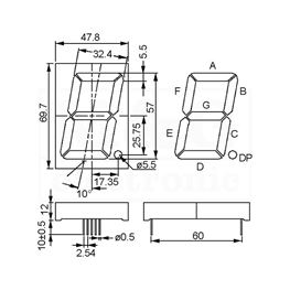 Picture of DISPLEJ LED 57 MM CC CRVENI