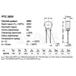 Slika za OTPORNIK PTC C890 265V 80° 0,2A 150R