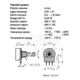 Slika za POTENCIOMETAR 16/4 MONO LIN 100K