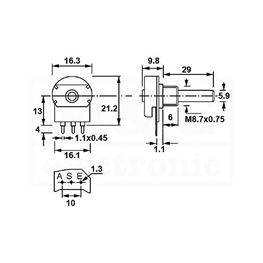 Picture of POTENCIOMETAR R16 MONO LIN 1K