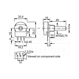 Slika za POTENCIOMETAR 20/6 MONO LIN 4M7