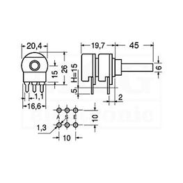 Slika za POTENCIOMETAR 20/6 STEREO LIN 2K2