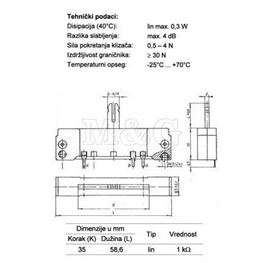 Picture of POTENCIOMETAR ŠIBER PL.MONO LIN 35/1K