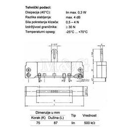 Slika za POTENCIOMETAR ŠIBER PL.MONO LIN 75/500K
