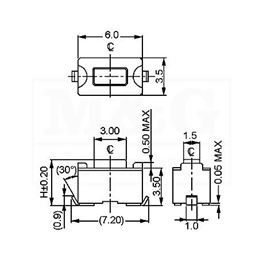 Picture of TASTER SMD 35N-F 1,5 mm 2 PINA