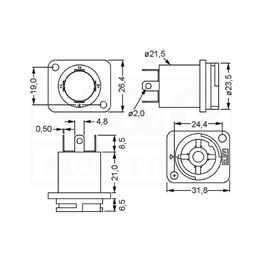 Picture of KONEKTOR CLIFFCON 4 PIN 250V AC ŽENSKI