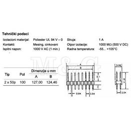 Slika za KONTAKTNA LETVICA 2,54 mm MUŠKA 2x25 pina