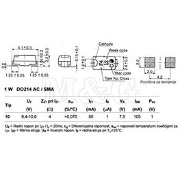 Slika za DIODA SMD ZENER 1W  10V