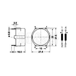 Picture of INDUKTIVNOST CAF-1.0-27  2X27mH 1A