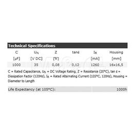 Slika za KONDENZATOR SMD EL.105°C 1000µF 35V