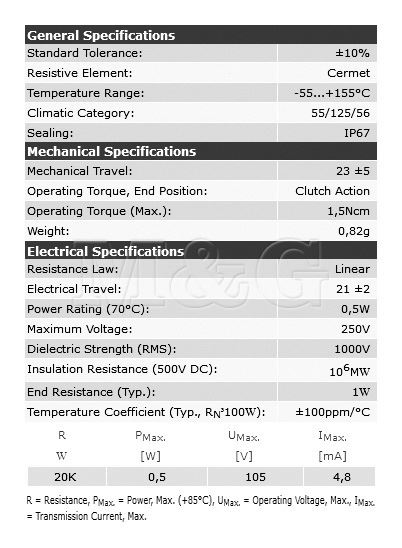 M G Electronic Potenciometar Trimer Vi Ob 3 8 W k