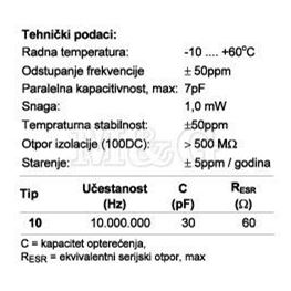 Slika za QUARZE KRISTAL HC49/U-S 10 MHz