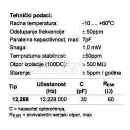 Slika za QUARZE KRISTAL HC49/U-S 12,288 MHz