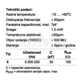 Slika za QUARZE KRISTAL HC49/U-S 5 MHz