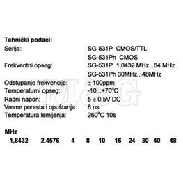 Picture of QUARZE OSCILATOR SG-531P 8 MHz