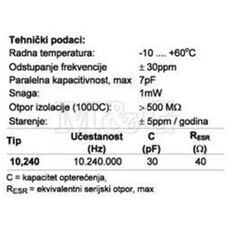 Slika za QUARZE KRISTAL HC49/U 10,245 MHz #