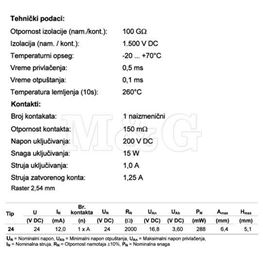 Slika za REED RELEJ DIP 1XA 24V