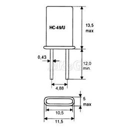 Slika za QUARZE KRISTAL HC49/U 12,288 MHz 