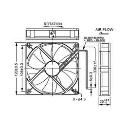 Slika za VENTILATOR DC 48V 120x120x25 SUNON Ball