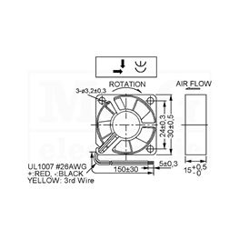 Slika za VENTILATOR DC 12V 30X30X15 SUNON 3 Izvoda