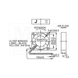 Slika za VENTILATOR DC 12V 25X25X10 SUNON 3 Izvoda