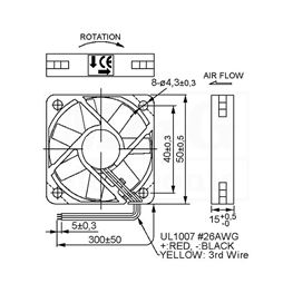 Picture of VENTILATOR DC 24V 50x50x15 SUNON Vapo 3 izvoda