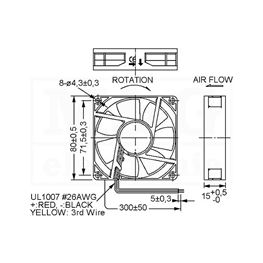 Picture of VENTILATOR DC 24V 80x80x15 SUNON Vapo 3 izvoda