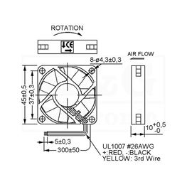 Slika za VENTILATOR DC 12V 45X45X10 SUNON 3 Izvoda